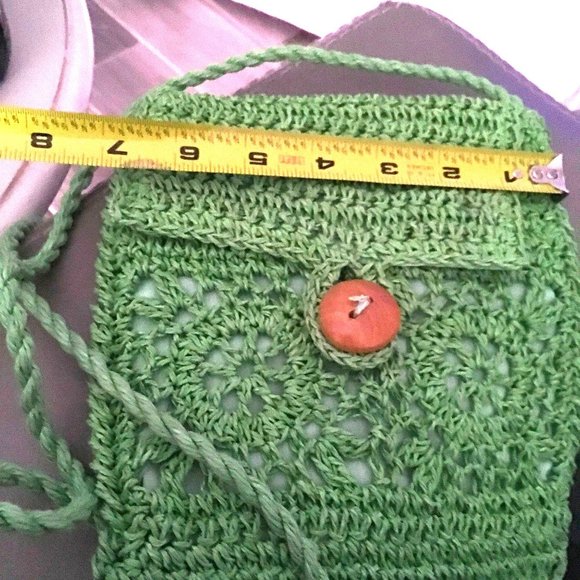 Crochet Small Light Green Small Green Crossover Bag/Purse Travel/Vacation Purse - Picture 2 of 8